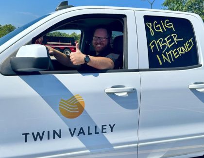 Alex at the Mulvane parade Twin Valley truck